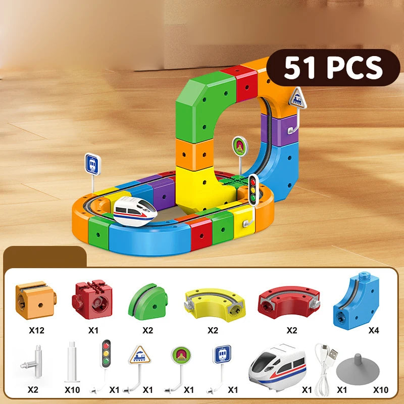 DIY Latest Educational Toys Assembly Magic Track Train Set Children's Toys Non-remote Control Rail Car Gift Box Christmas Gifts