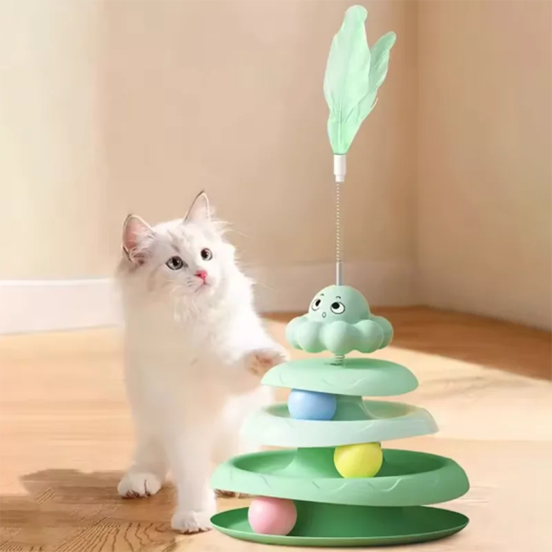 Pet Three-layer ball cat Turntable Octopus-shaped teasing cat stick to relieve boredom toys Fun Puzzle Game pet supplies