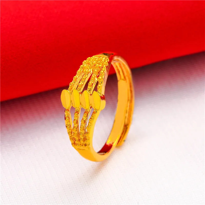 ANIID Dubai Gold Color Ring For Women Resizable Brazilian Wedding Bride Arabic Ethiopian Finger Ring Nigerian Jewellery Moroccan