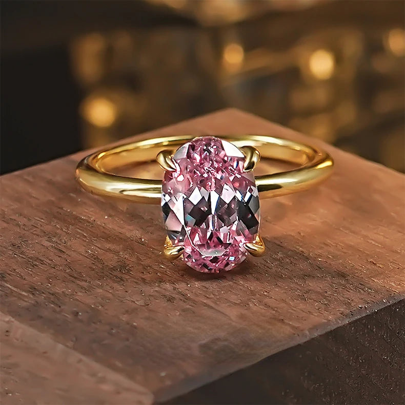 Afghan Dreamy Pink Tourmaline 925 Silver Ring Pigeon Egg Minimalist Ins Style Light Luxury Daily Fairy