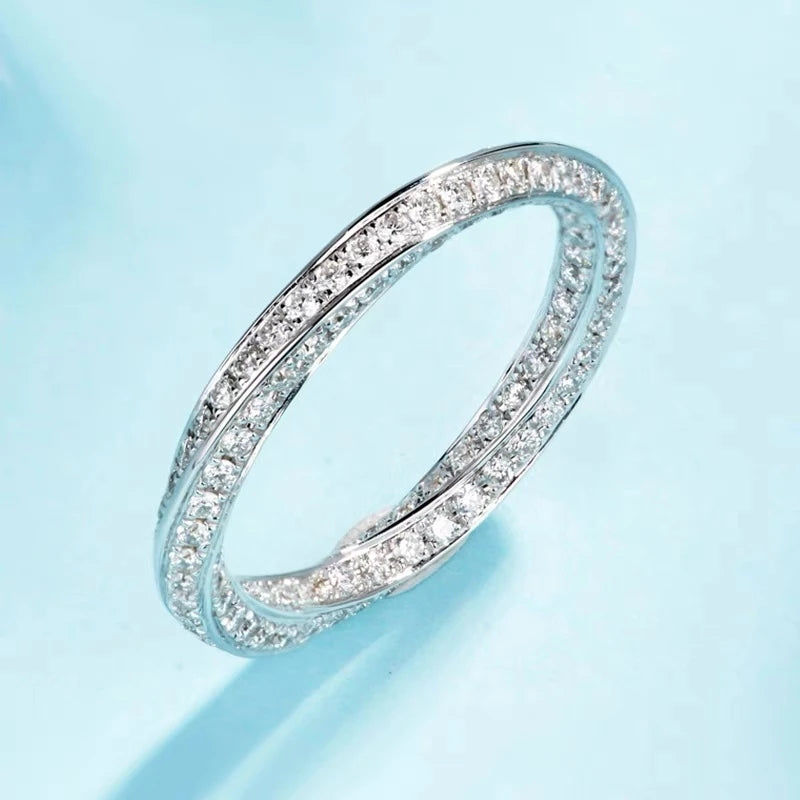 infinity ring S925 Sterling Silver Micro pave Moissanite Engagement Wedding Band Rings for women Party Jewelry