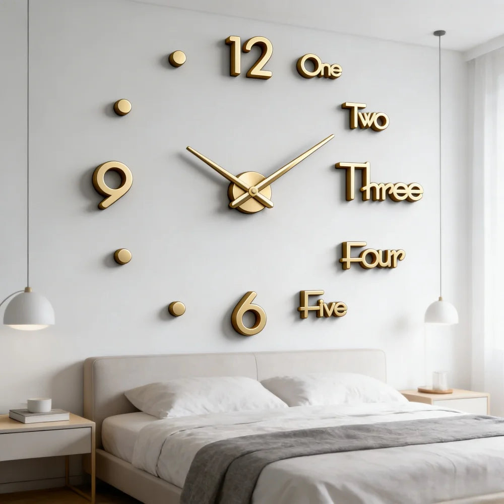 Large 3D Wall Clock Luminous Classic Wall Clocks DIY Digital Clock Wall Watches Stickers Silent Clock for Home Living Room Table