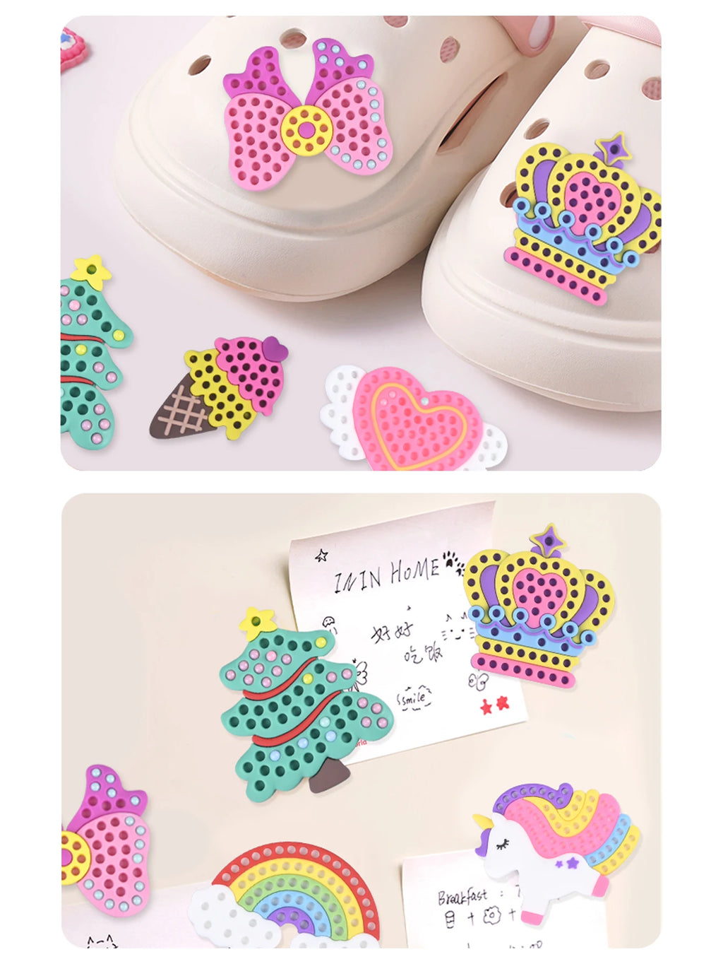 Handmade Set Beads Pen DIY Girls Toys, Creative Production Sticker Princess Rainbow Bow Girl Gifts Toy for Kids