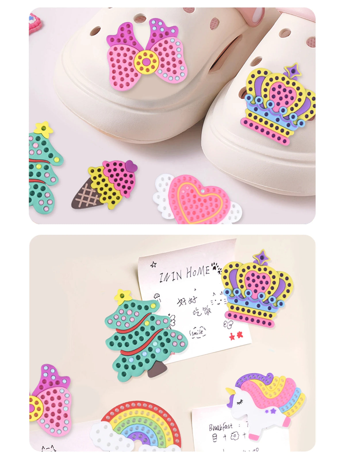 Handmade Set Beads Pen DIY Girls Toys, Creative Production Sticker Princess Rainbow Bow Girl Gifts Toy for Kids