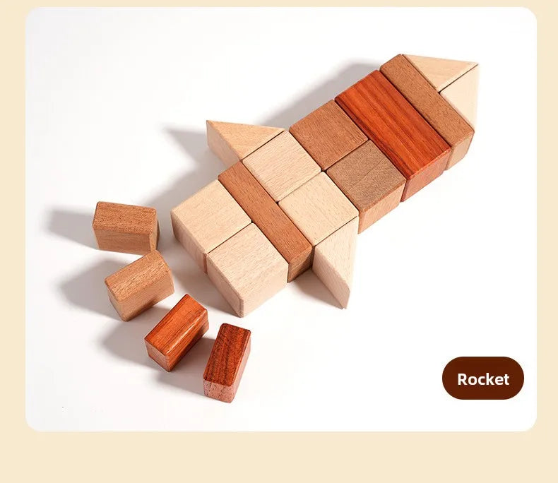 Kawaii 100Pcs Unpainted Beech Wooden Large Building Blocks Toddler Stacking Construction Preschool Educational Gift