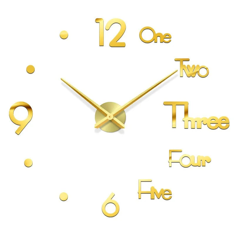 2023 Modern Design Large Wall Clock 3D DIY Quartz Clocks Fashion Watches Acrylic Mirror Stickers Living Room Home Decor Horloge