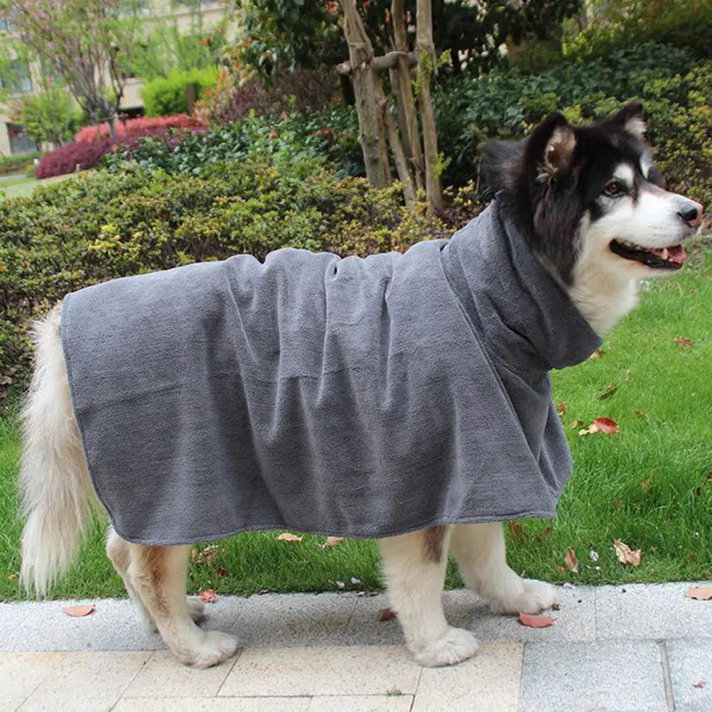 Super Absorbent Dog Bath Robe Microfiber Pet Towel Dries Wet Dogs in 2 Minutes Adjustable Collar Design for Cats Dogs Size M