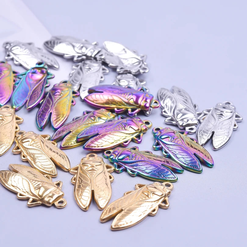 10PCS Ancient Egyptian Scarab Beetle Pendants Charms Stainless Steel Dragonfly Butterfly Pendant for Jewelry Making DIY Necklace