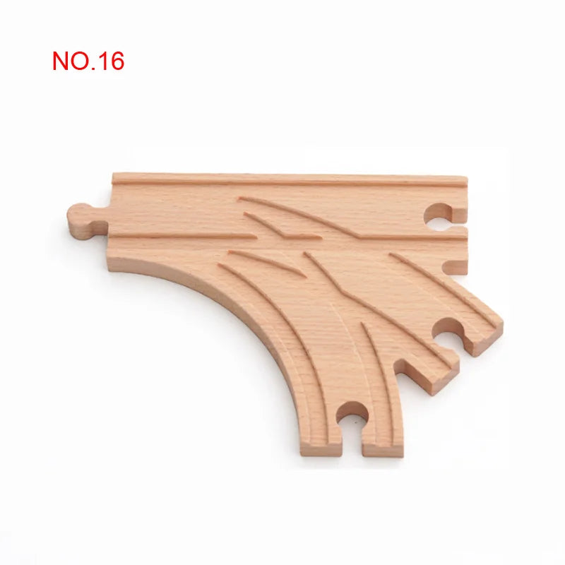 New Wooden Railway Track All Kinds Fork Rail Bifurcation Beech Wood Track Accessories Fit for Thomos Wooden Train Tracks Toy