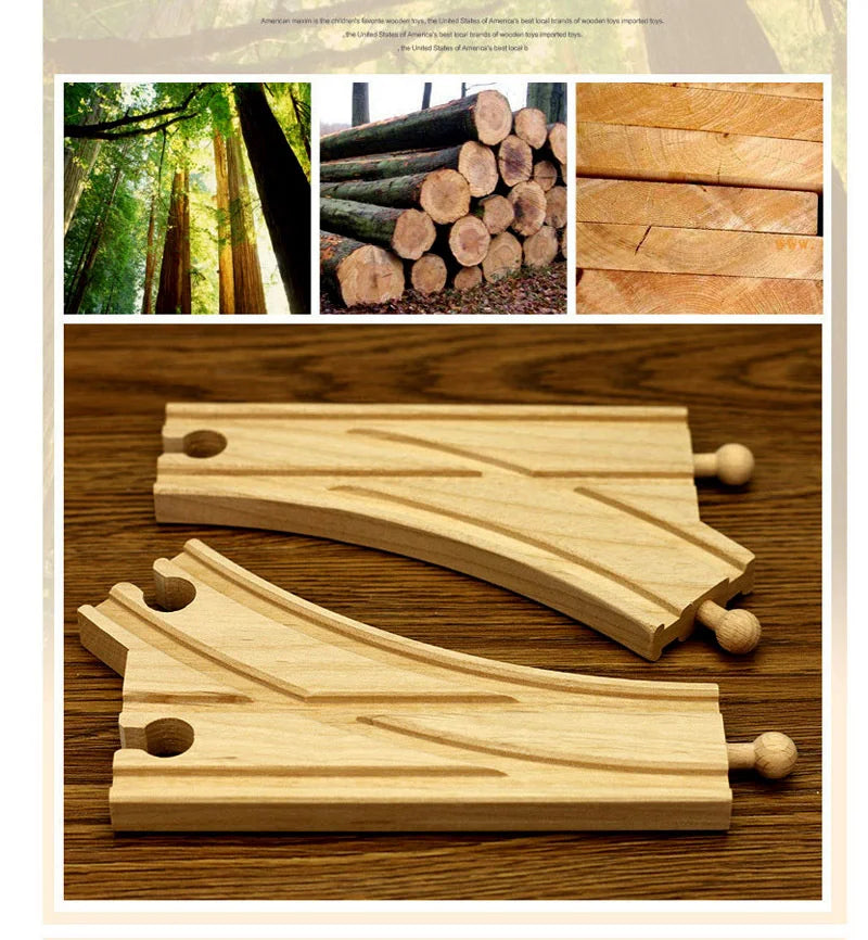 Wooden Track Railway Toys Beech Wooden Train Track Accessories Fit For All Brand Wood Tracks Educational Toys For Children