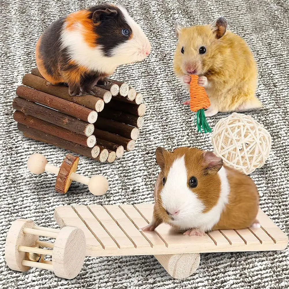 8-Piece Set Pet Rabbit Guinea Pig Dragon Cat Fun Toy Hamster Tooth Grinding Set Pet Tooth Grinding Snacks