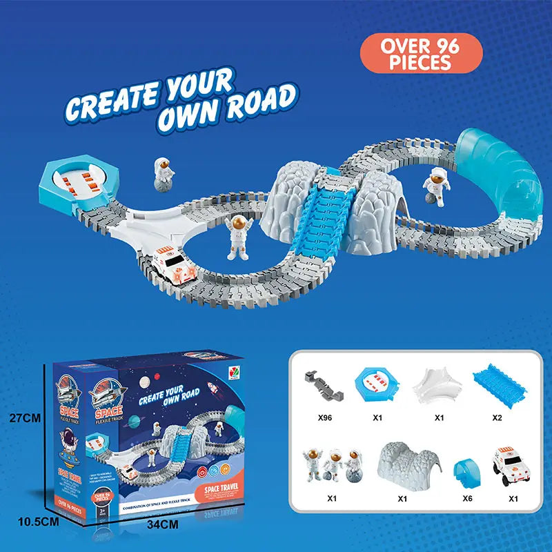 kids electric track toy Space Mini Car Set Puzzle Boy toy Space themed track car toy Children's birthday Christmas gift