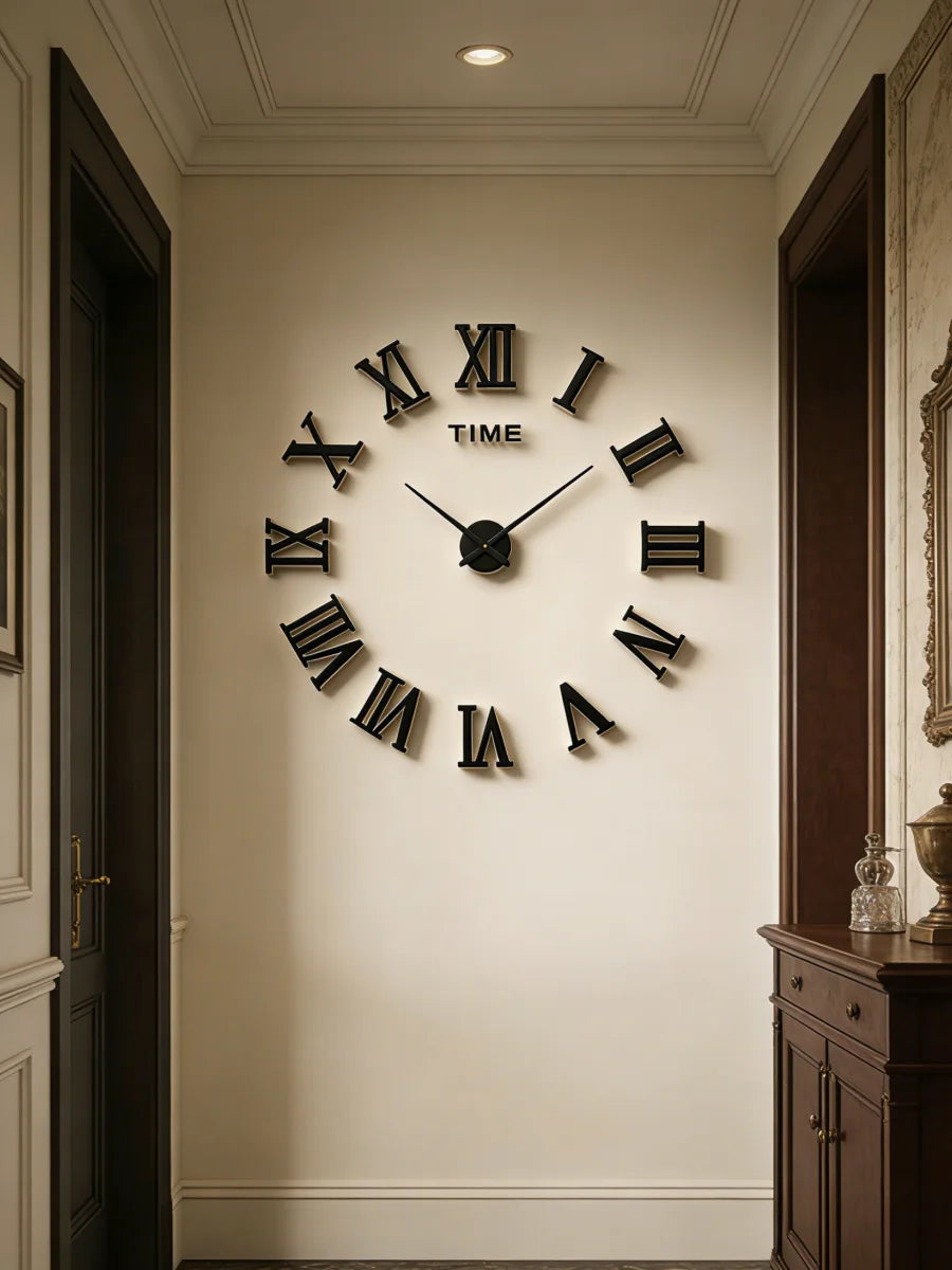 2D/3D Large Roman Numeral Acrylic Mirror Wall Clock Sticker Fashion DIY Quartz Clocks Watch Home Decoration Living Room Stickers