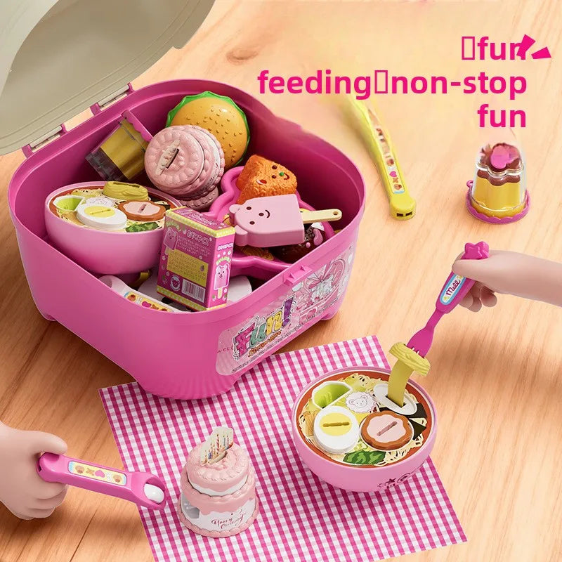 Little Bear Shape Pudding Feeding Set Pretend Play Early Education Lunch Box Pudding Toy Simulation Model Play House Toys Gifts