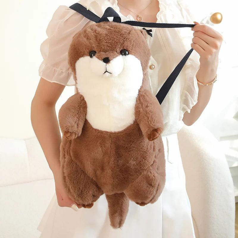 50cm Sea Otter Plush Backpack Cartoon Cute  Plush Toy Soft Stuffed Animal Shoulder Bag for Kids Girls Birthday Gifts