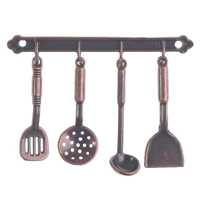 1/12 Dollhouse Miniature Accessories Mini Shovel Soup Spoon Storage Holder Simulation Furniture Kitchen Utensils For Decoration