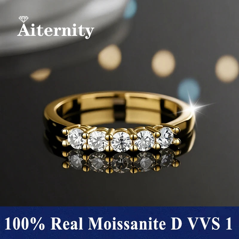 Fashion V Shape D VVS1 Moissanite Row Rings for Woman 925 Sterling Silver Jewelry Gift Woman's Moissanite Diamond Ring