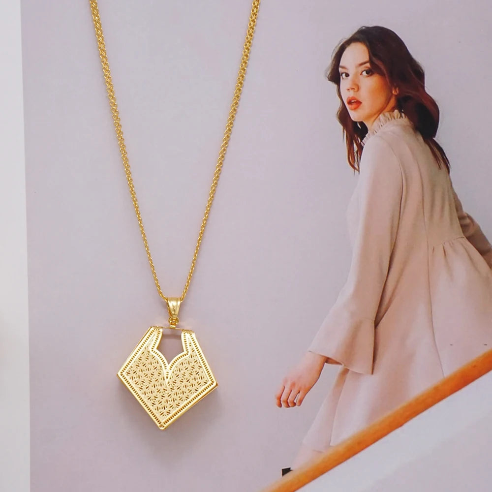Fashion Dubai Jewelry Sets Gold Color Pendant Copper Classic Earrings Necklace For Women Daily Wear Party Anniversary Gifts