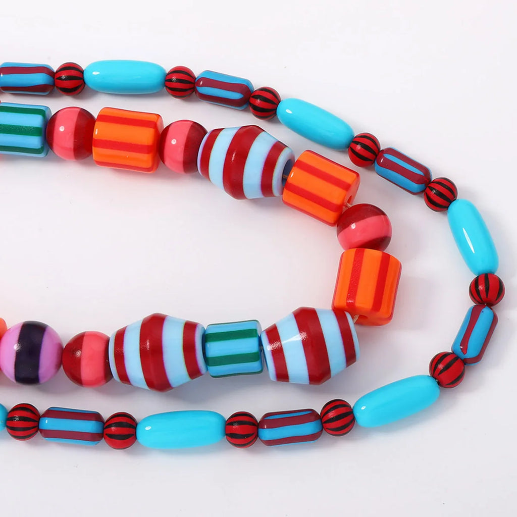 Bohemia Colorful Resin Beaded Choker Necklaces for Women y2k Jewelry Boho Statement Necklace Gifts