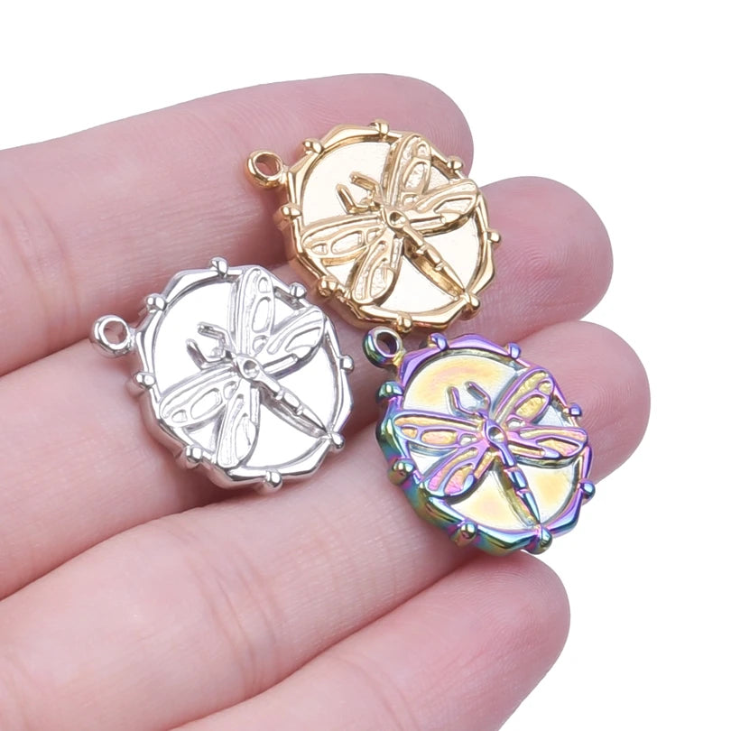 10PCS Ancient Egyptian Scarab Beetle Pendants Charms Stainless Steel Dragonfly Butterfly Pendant for Jewelry Making DIY Necklace