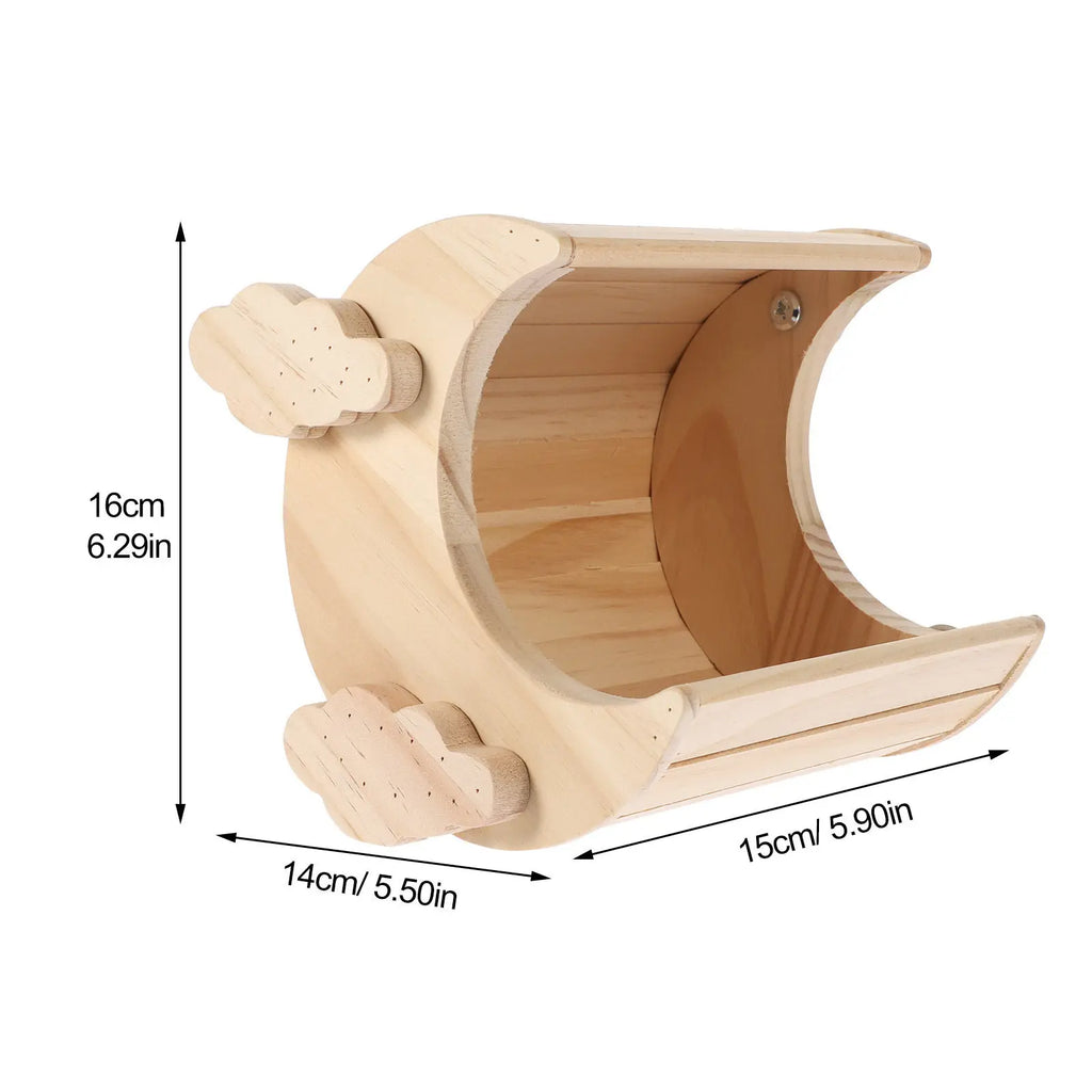 Wooden Hamster Moon Style Solid Wood Small Animal House for Hamster Chinchilla Rat Rabbit Decorative Cage Interior