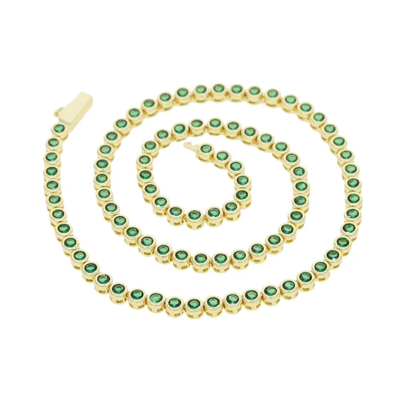 2023 Geometric Round Bezel Setted 5A Cubic Zirconia CZ Tennis Chain Necklace Choker Wedding Gift Women Jewelry