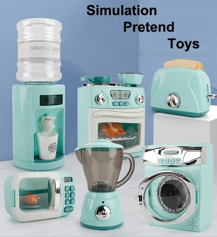 Simulation Kitchen Appliance Playset Kids Pretend Play Kitchen Toy Mini Household Appliance Role-Play Set Educational Toys Gifts