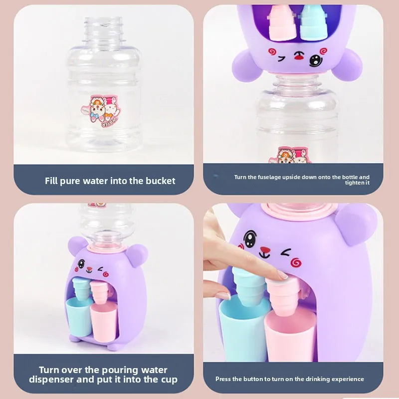 Children Cute Kapibara Water Dispenser Toy with Dual Cup Cartoon Cold/Warm Water Juice Drinking Fountain Simulation Kitchen Toys