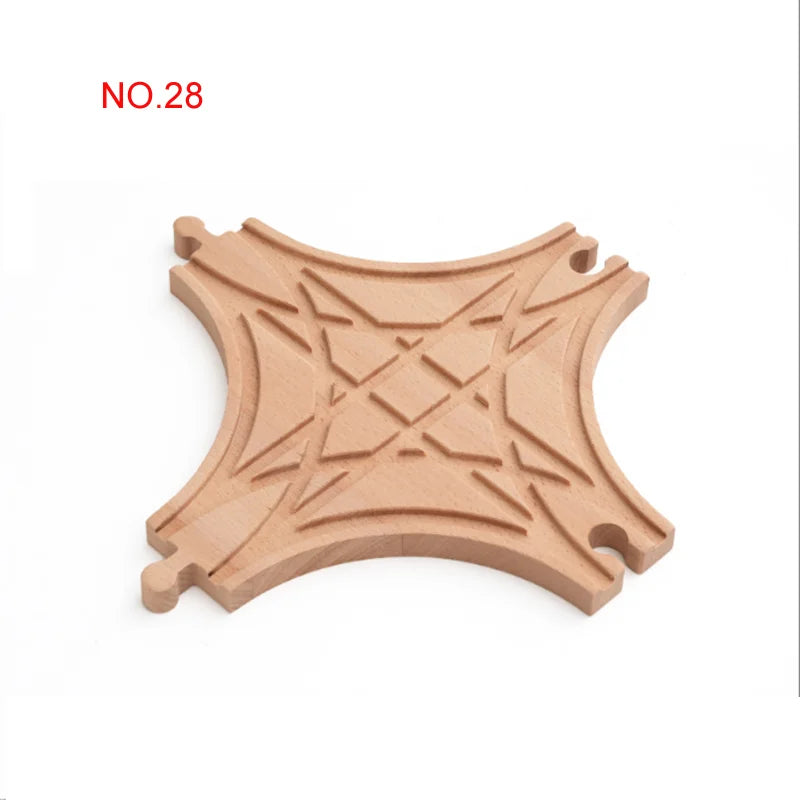New Wooden Railway Track All Kinds Fork Rail Bifurcation Beech Wood Track Accessories Fit for Thomos Wooden Train Tracks Toy