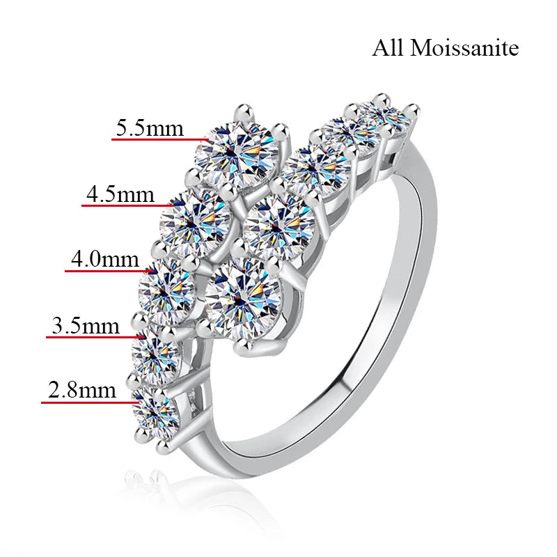 925 Sterling Silver Female Single Tail Ring100% Pass Diamond Tester Pen Moissanite Ring Matching Wedding Diamond Band for Women
