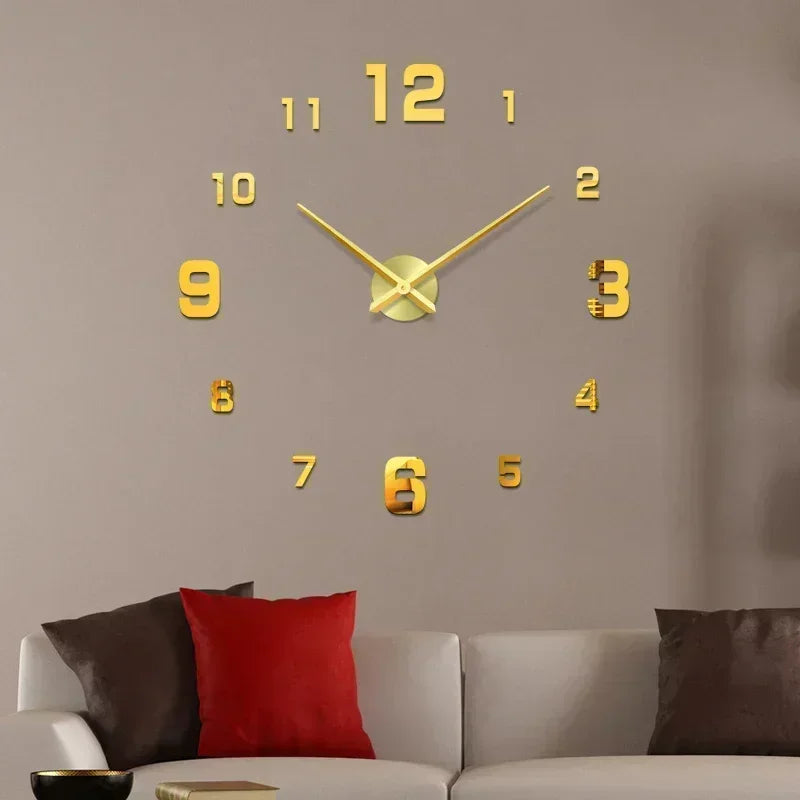New Modern Design Large Wall Clock 3D DIY Quartz Clocks Fashion Watches Acrylic Mirror Stickers Living Room Home Decor Horloge