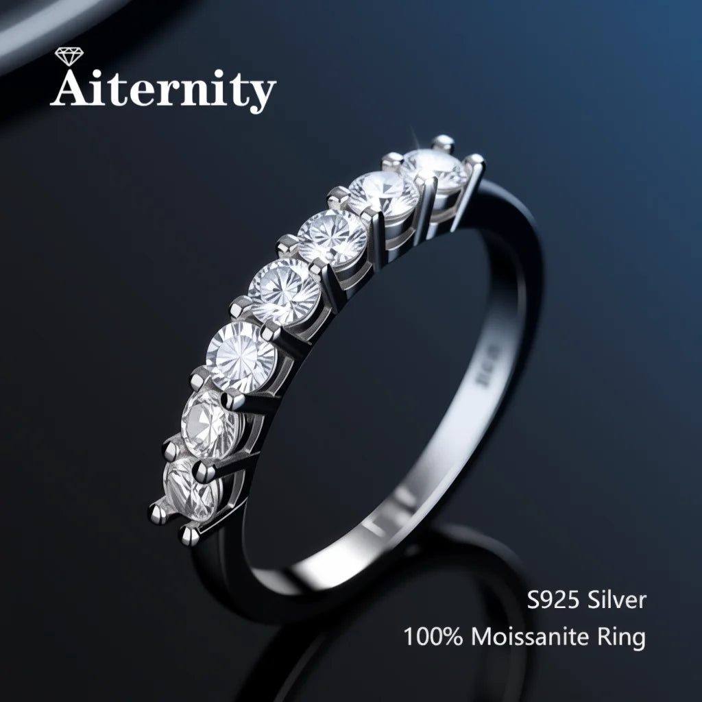 925 Sterling Silver Female Single Tail Ring100% Pass Diamond Tester Pen Moissanite Ring Matching Wedding Diamond Band for Women