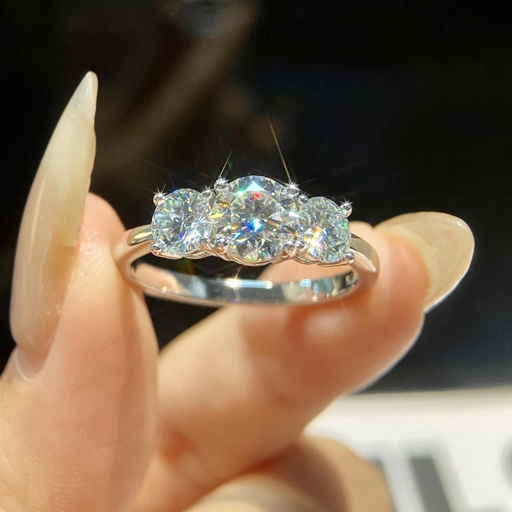 JoyceJelly S925 Sterling Silver Colors Moissanite Ring 2CT 4CT Total Full Moissanite Diamond Jewelry For Wedding Engagement Gift