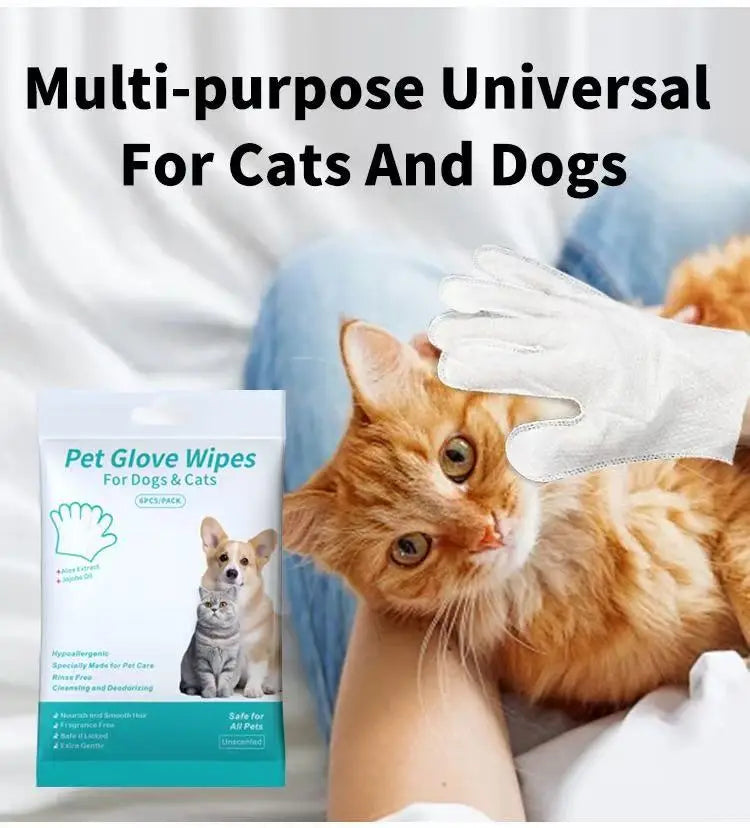 Pet Cleaning Glove Wipes Gift Set, Multi-Functional Disposable Wipes for Cats & Dogs, Tear Stain, Teeth & Body Care, Rinse-Free
