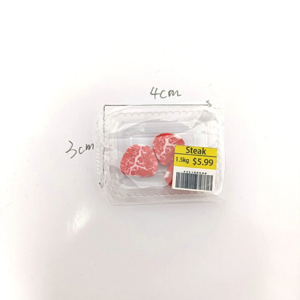 New Miniature Supermarket Food Simulation Beefsteak Salmon Bacon Beef Roll for Doll House Mini Kitchen Clay Food Accessories