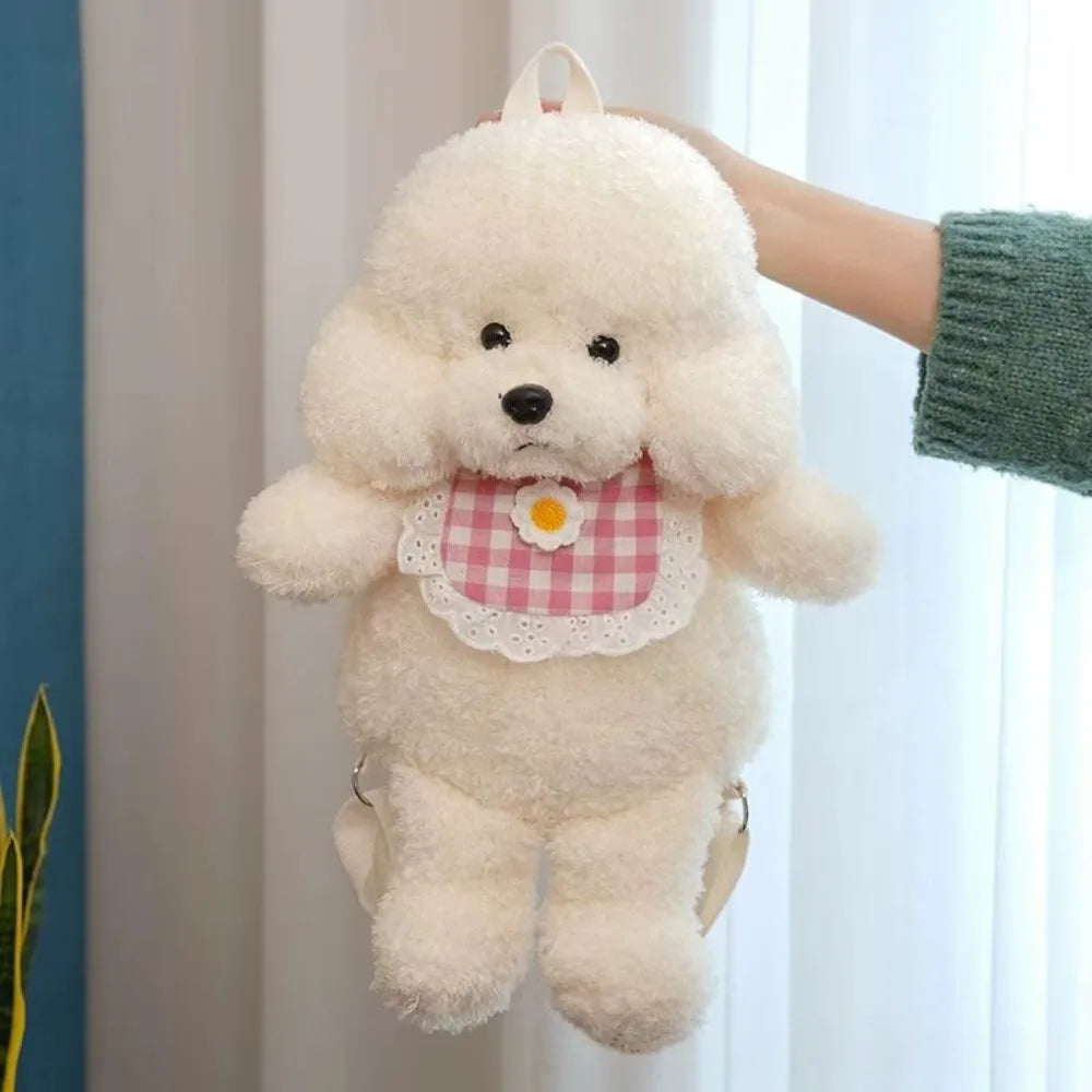 New Plush Teddy Dog Backpacks Poodle Shape Brown Khaki Stuffed Puppy Backpack Kawaii Cute Animals Shoulders Bag Girls Fashion