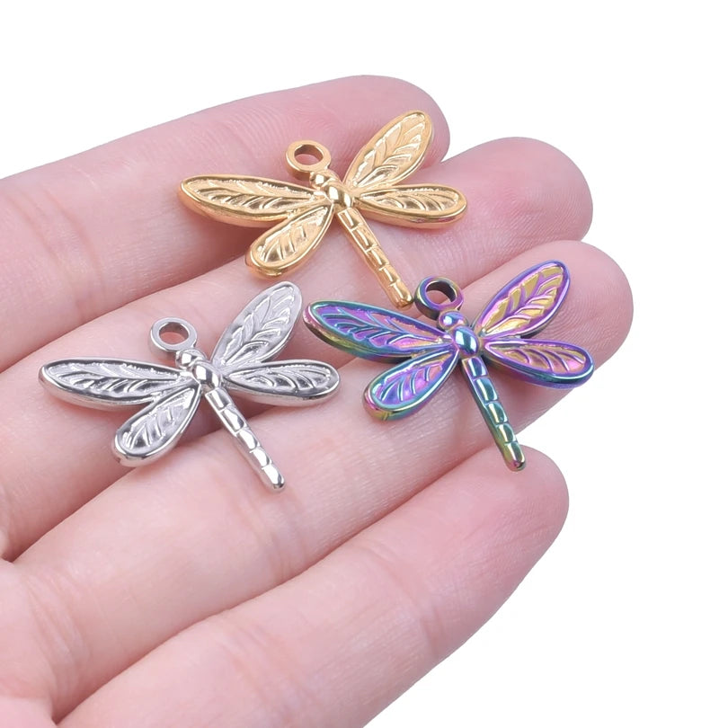 10PCS Ancient Egyptian Scarab Beetle Pendants Charms Stainless Steel Dragonfly Butterfly Pendant for Jewelry Making DIY Necklace