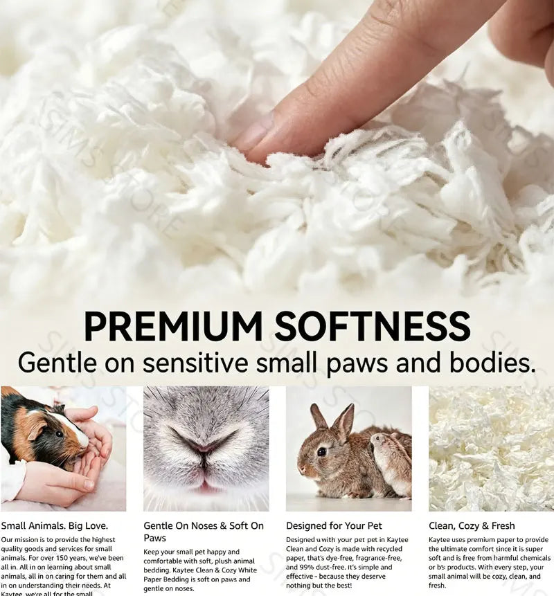 850g Paper Cotton Hamster Bedding Dust-Free Paper Fluff Large Pack Odor Control Super Absorbent Warm Pad for Syrian Hamster