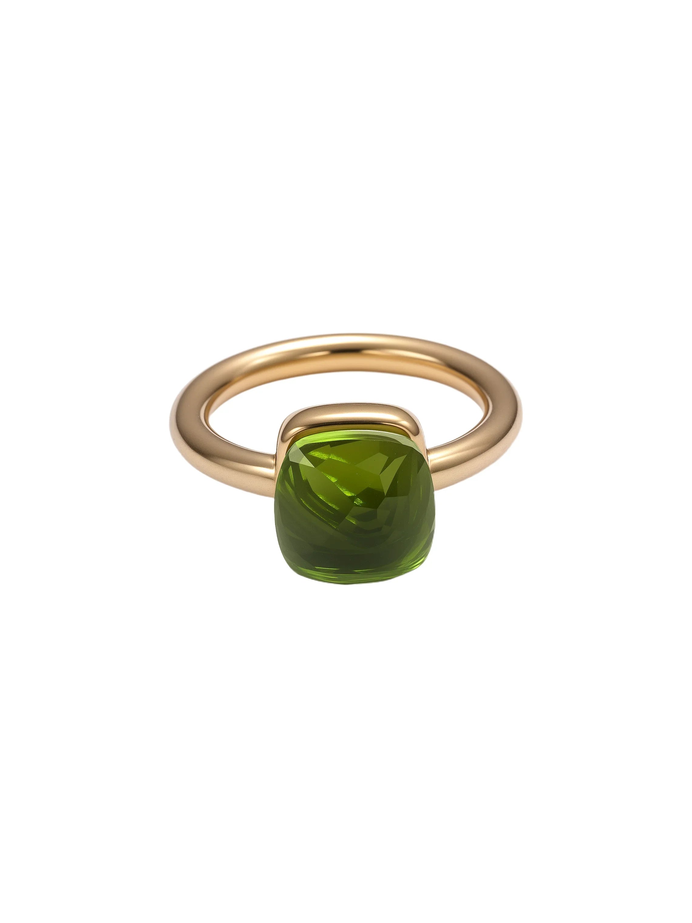 Colorful Crystal Nude Ring for Women 18K Gold Plated Stainless Steel Candy Color Square Stone Statement Rings Jewelry Gift
