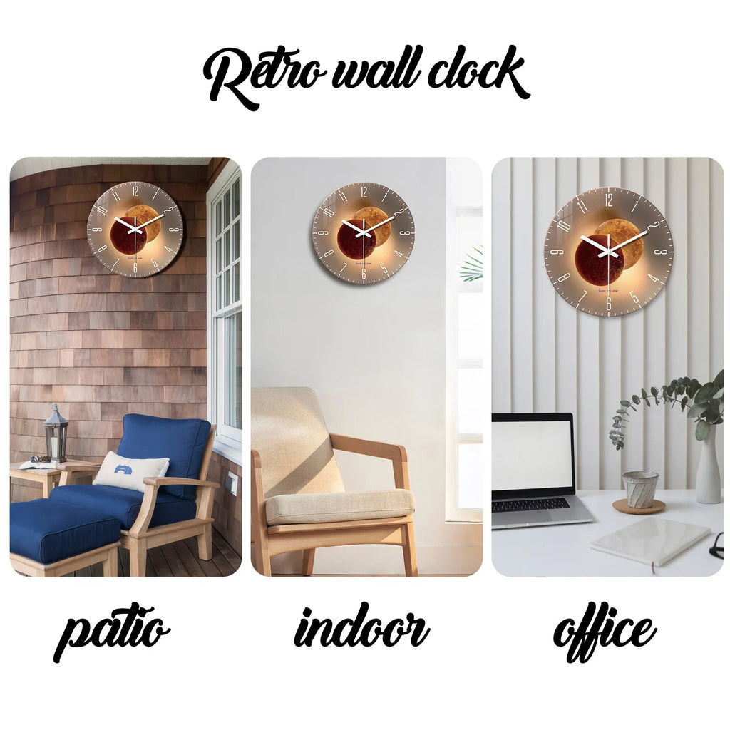 Light Luxury Shadow Pattern Tempered Glass Wall Clock for Living Room, Bedroom, Kitchen, Home Decoration, Silent Quartz Clock, Holiday Gift, 12 Inches, 14 Inches 16inch (Battery Not Included)