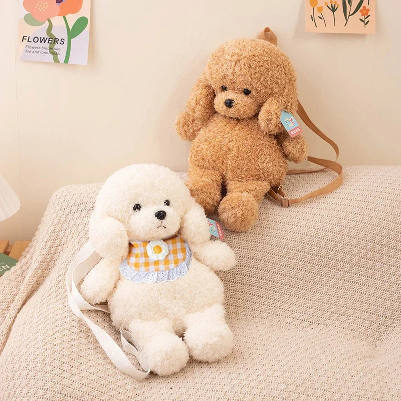 35/45CM Teddy Dog Backpacks Stuffed Animal Poodle Bag Plush Adjustable Schoolbags Kindergarten Plush Backpack Toys Gifts