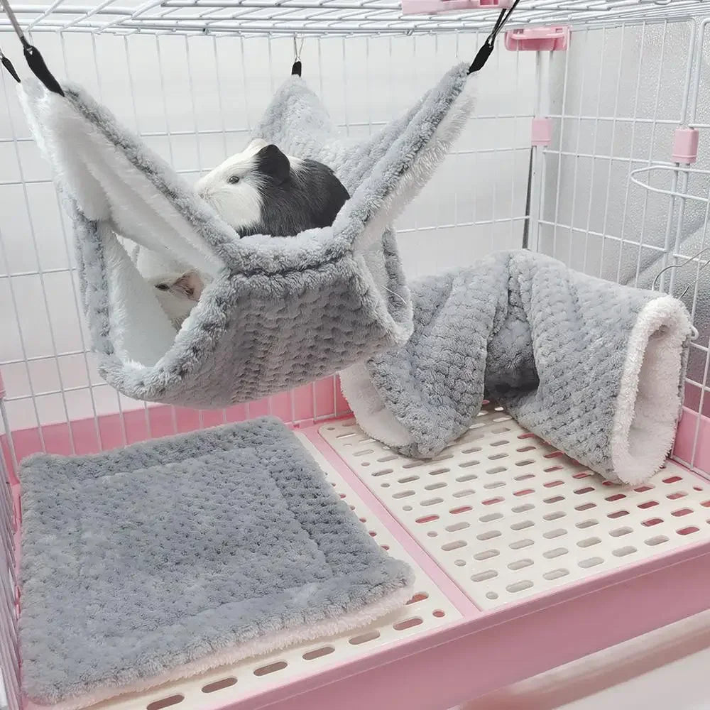 Hamster Nest Winter Bed House Shed Hanging Hammock Cage Tunnel Plush Hideaway for Hamster Guinea Pigs Sugar Small Pe H8z6