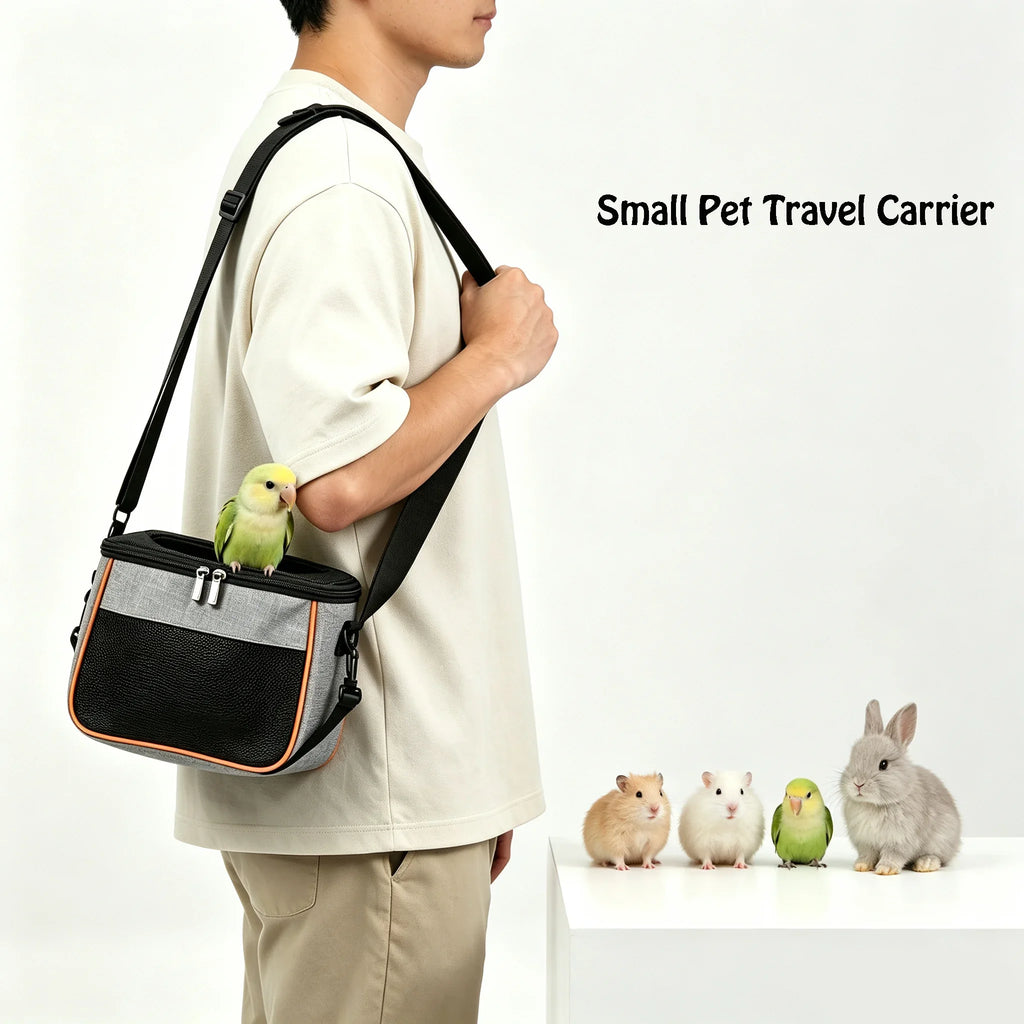 Small Pet Breathable Shoulder Carrier Bag Travel Cage Hamster Sugar Glider Flying Squirrel Clear Window Outdoor Portable Handbag