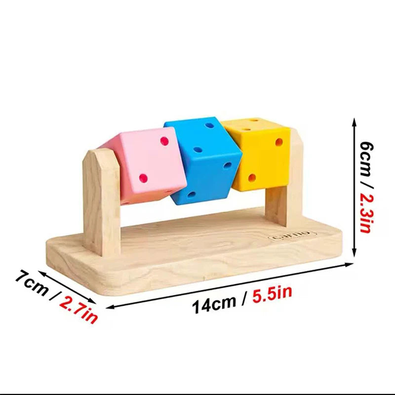 Wooden Hamster Fun Cube Chew Toy Colorful Natural Wood Teeth Grinding Toy Hideout Plaything for Syrian Hamster