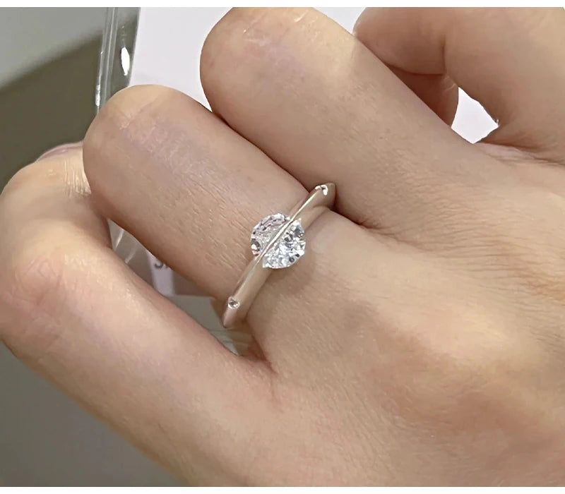 So-Bling 925 Sterling Silver Moissanite Rings Rotating Universe Star Ring with White Gold Plated Lab Diamond Eternity Band Rings