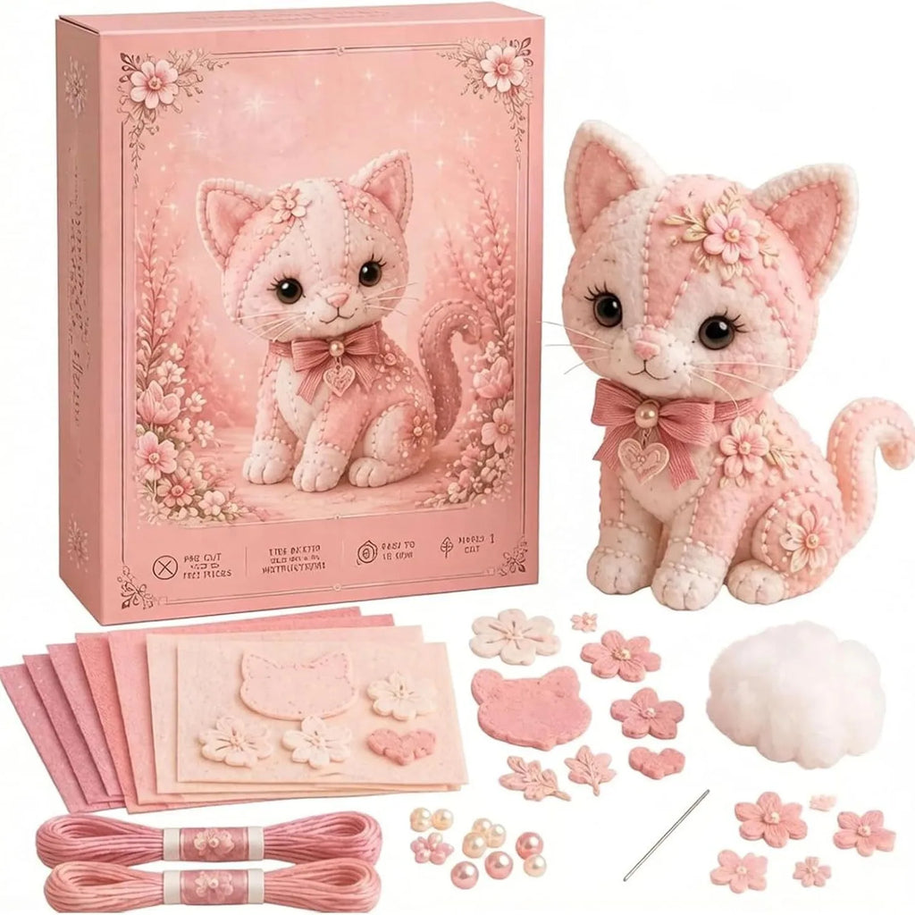 Pink Forest Friends DIY Patchwork Collection, All-Inclusive Sewing Kit to Make Cute Woodland Animals, Household Hobby Decor Gift