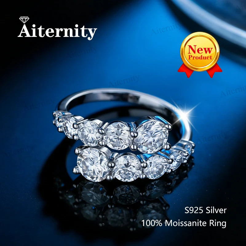 925 Sterling Silver Female Single Tail Ring100% Pass Diamond Tester Pen Moissanite Ring Matching Wedding Diamond Band for Women