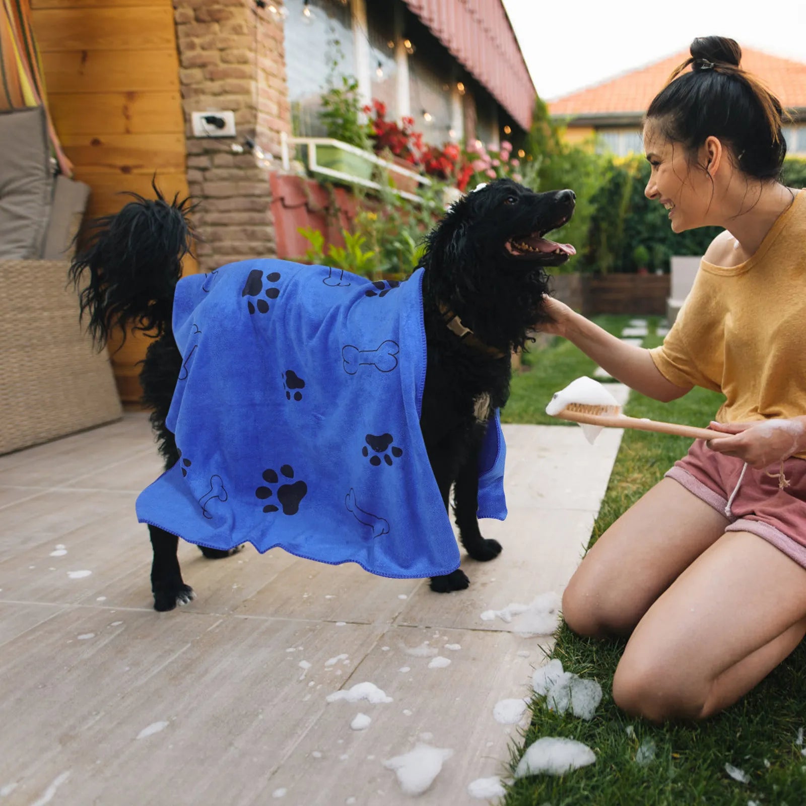 2Pcs Pet Absorbent Towels Large Microfiber Dog and Cat Bath Mat Super Absorbent Quick Dry Grooming Blanket 40x25.6