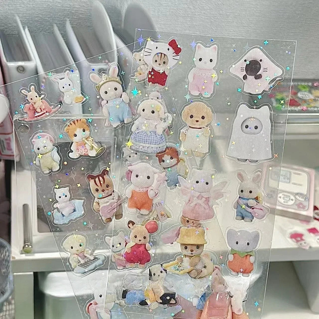 Sylvanian Families Sticker Children's Toy Kitchen Toys Girl Sylvanians Family Kids Toys for Girls Ternuries Silvania Familiy