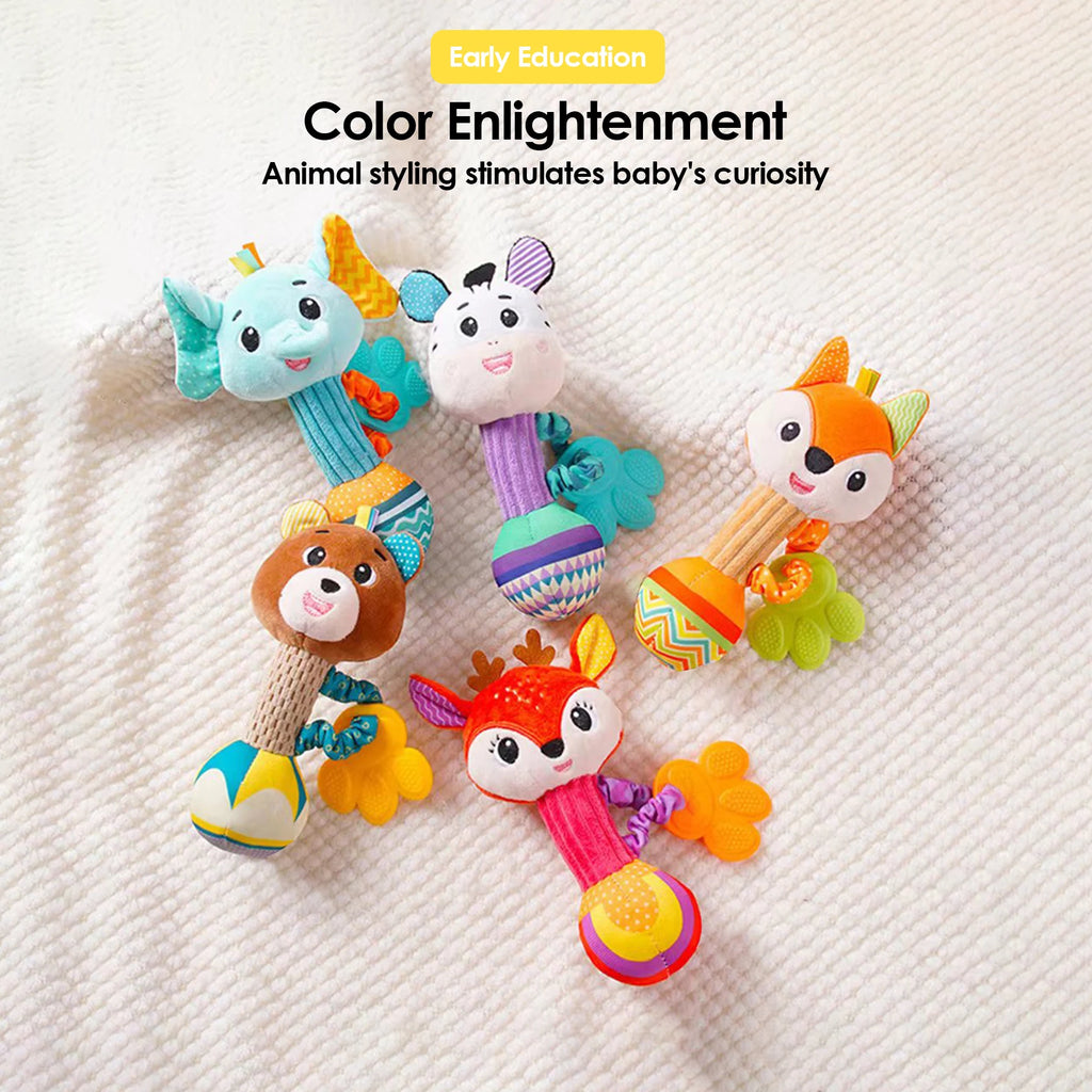 1pcs 0-12M Newborn Baby Dental Gum Hand Grip Soothing Toy Can Bite Practice Grasping Parent Baby Interactive Puzzle Rattle Toy